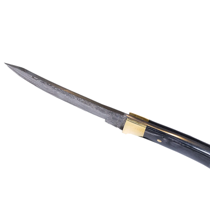 Couteau Hatif Hunter Special - Skinner en acier de Damas de 5 pouces avec étui en cuir