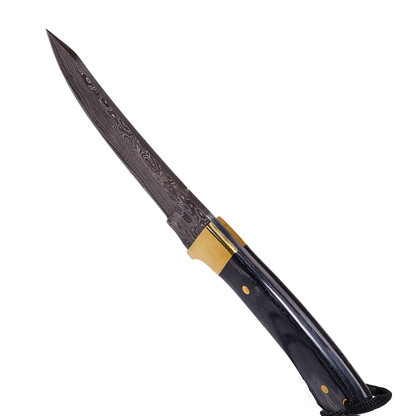 Couteau Hatif Hunter Special - Skinner en acier de Damas de 5 pouces avec étui en cuir