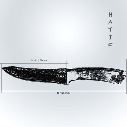 Couteau Hatif Hunter Special - Skinner en acier de Damas de 5 pouces avec étui en cuir