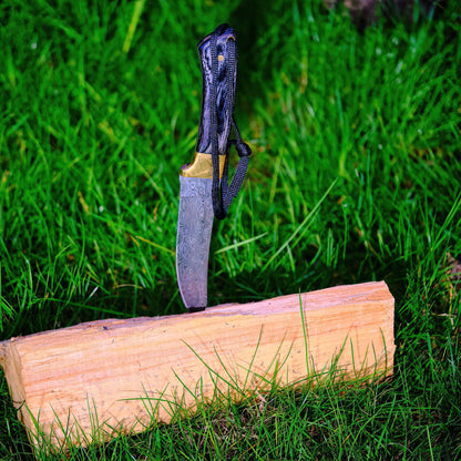 Couteau Hatif Hunter Special - Skinner en acier de Damas de 5 pouces avec étui en cuir