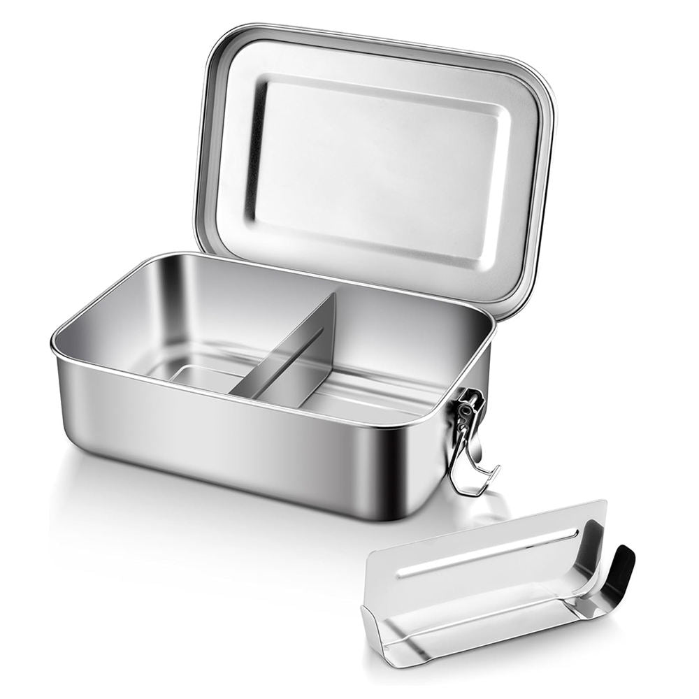 Stainless Steel Bento Lunch Box with Divider – Leakproof Food Storage Container, Reusable Metal Lunch Box for Kids & Adults | 1400 ML