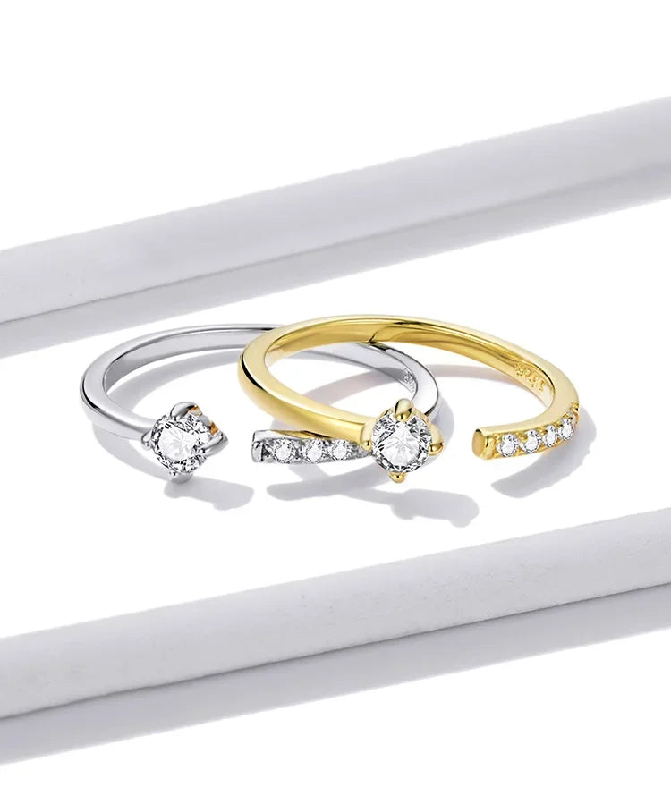 Bague ajustable en argent sterling 925 avec oxyde de zirconium