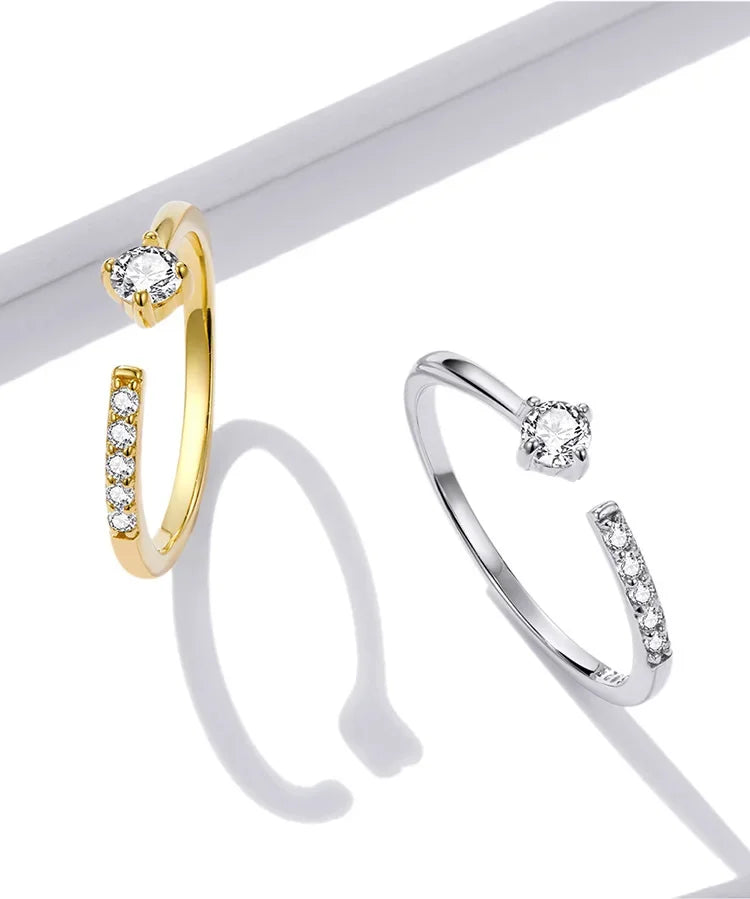 Bague ajustable en argent sterling 925 avec oxyde de zirconium