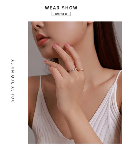 Bague ajustable en argent sterling 925 avec oxyde de zirconium