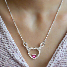 Collier pendentif en argent sterling Cœur avec pierre précieuse rose