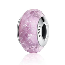 Perles en verre de Murano fleur rose en argent sterling 925 - Breloques de bracelet à faire soi-même pour une touche festive (Scz001)