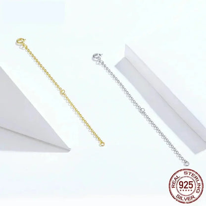 14K Gold Plated 925 Sterling Silver Necklace Extension Chains With Lobster Clasps For Diy Jewelry Making