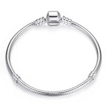 Sterling Silver Snake Chain Charm Bangle – 3mm Barrel Clasp
