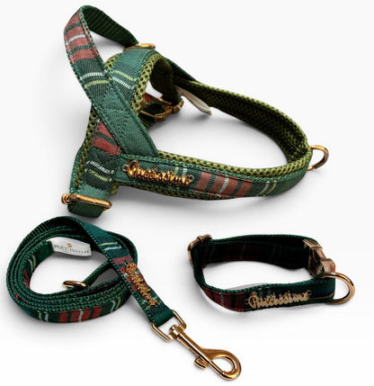 Highland Plaid Green One-Click Dog Harness