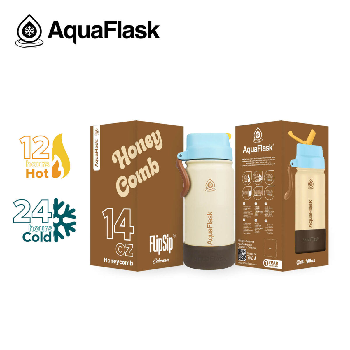 Bouteilles d'eau AquaFlask Kids FlipSip 414 ml (14 oz)