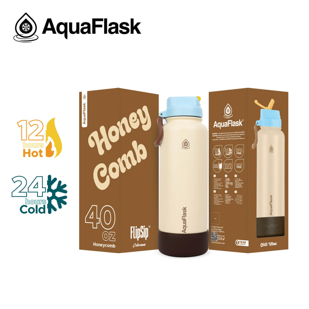 Bouteille isotherme AquaFlask Colorwave 40oz Flip Sip – Gourde en acier inoxydable