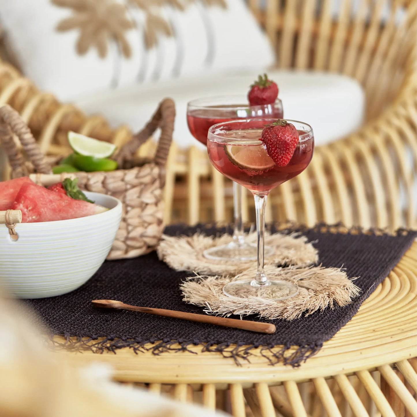 Fringe Raffia Coaster - Natural