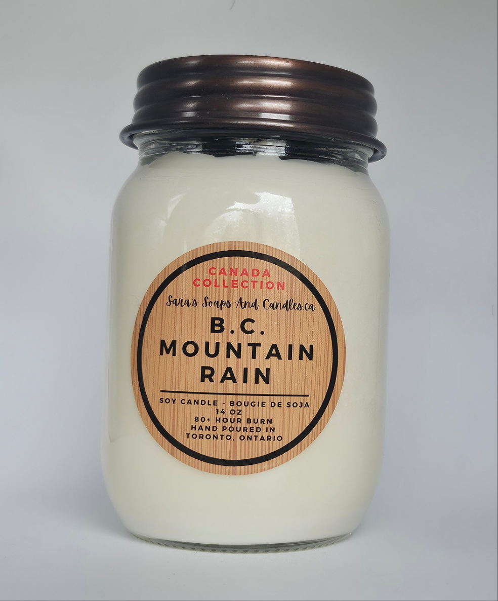 Bougie de soja Pluie de montagne C.-B. - 14oz