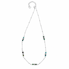 IMANI : Collier Fin en Chaîne Perles Mélangées avec Pierres Naturelles et Métal Or Blanc (ton Argent)