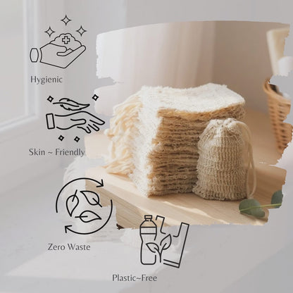 Pochette exfoliante en coton et lin naturels pour savon