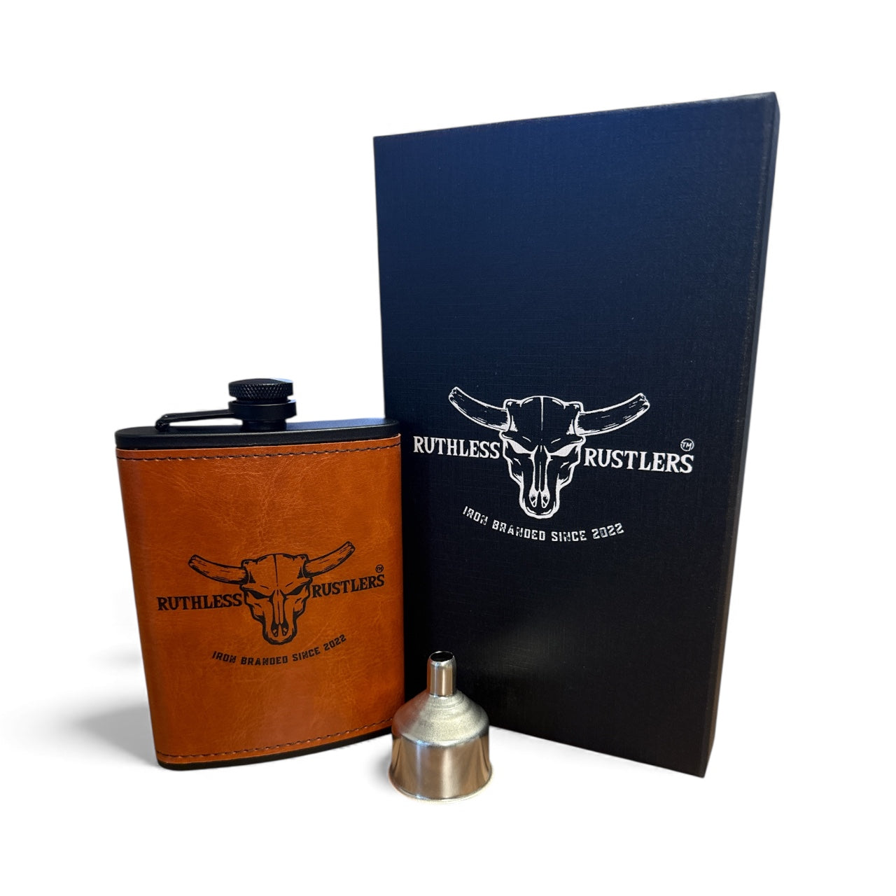 Ensemble flasque en fer marqué Ruthless Rustlers | Marron