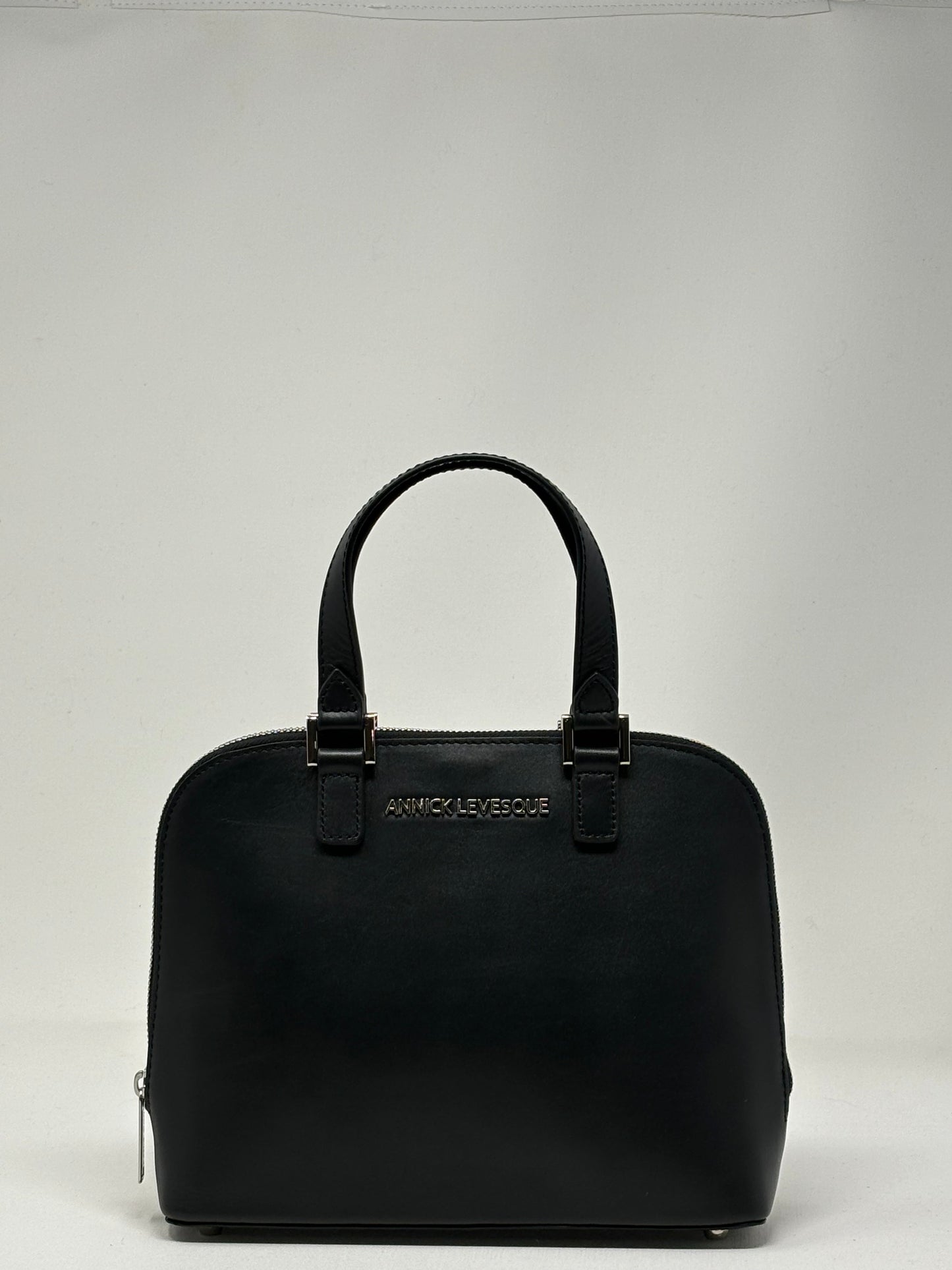Black leather handbag, Justine