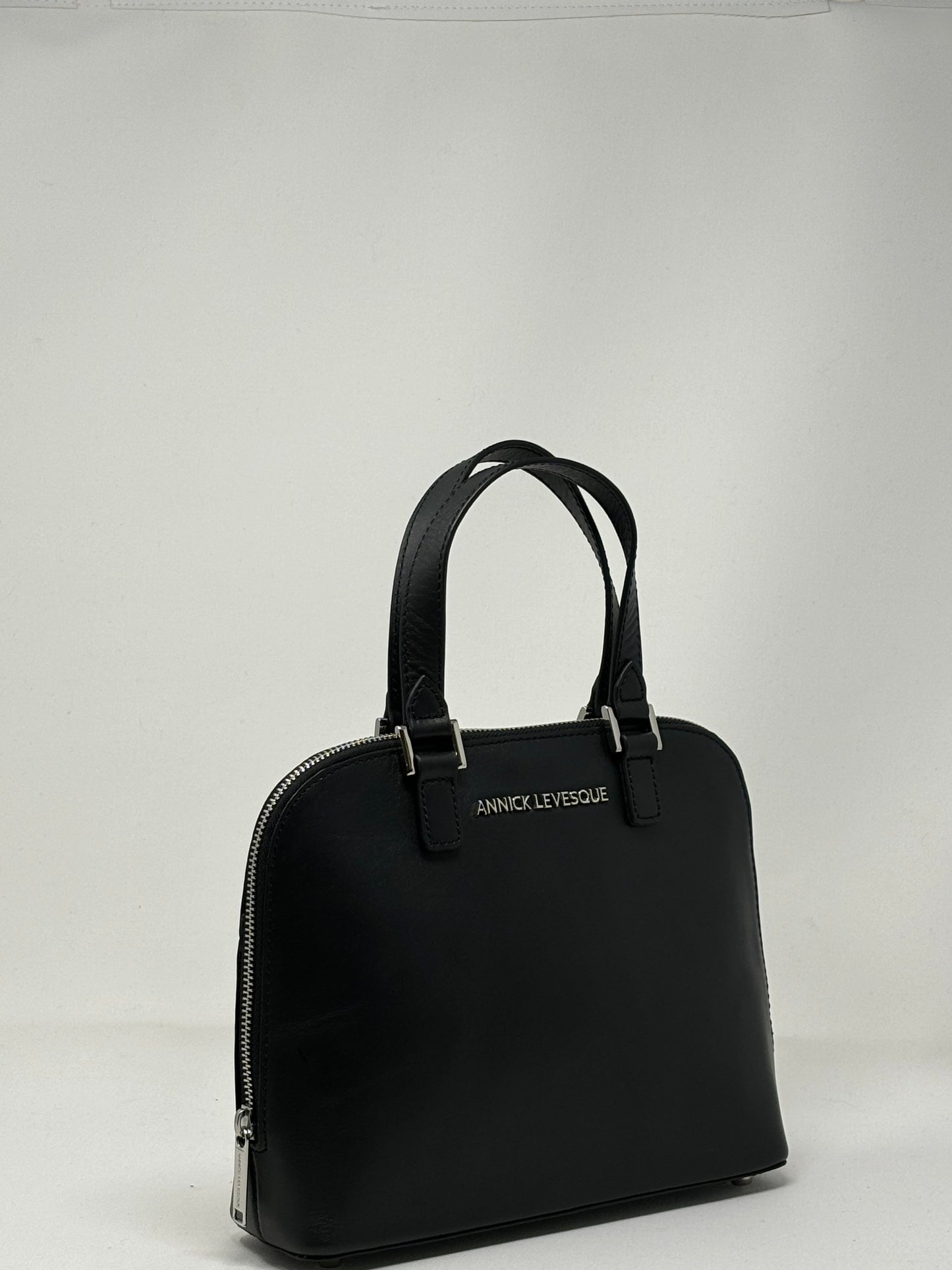 Black leather handbag, Justine