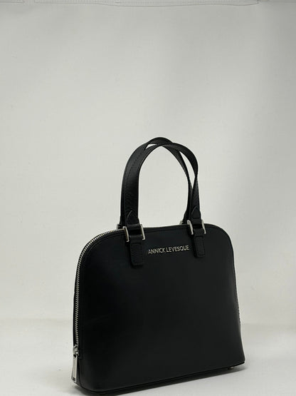Black leather handbag, Justine