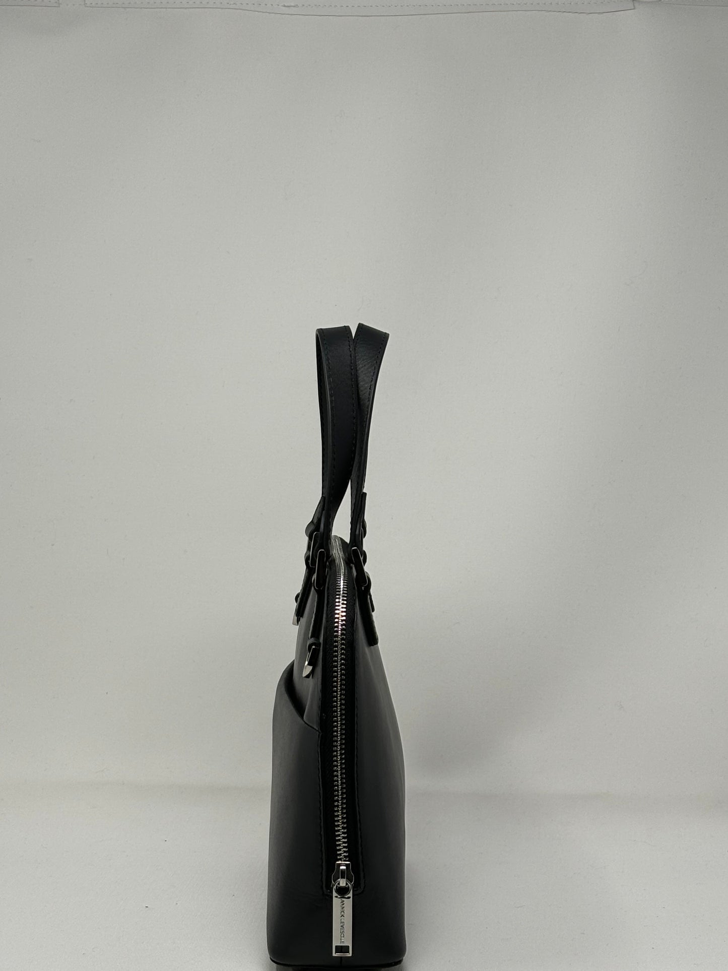 Black leather handbag, Justine