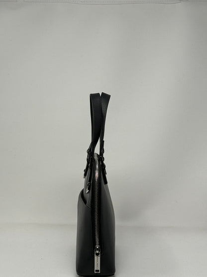 Black leather handbag, Justine