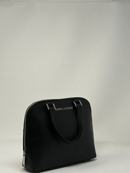 Black leather handbag, Justine