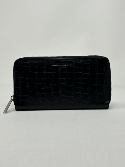 Anna Leather Wallet, Black Croco