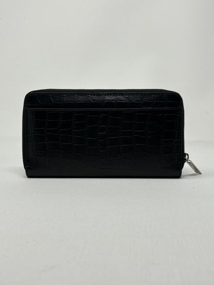 Anna Leather Wallet, Black Croco