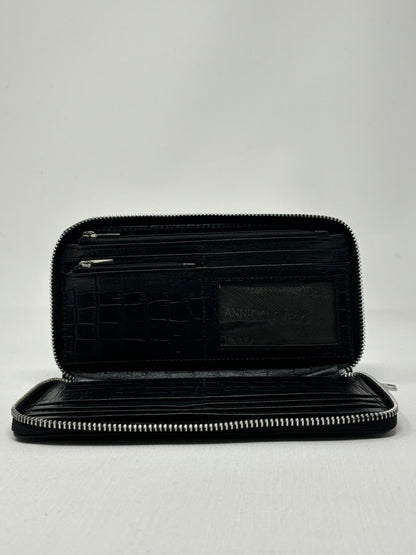 Anna Leather Wallet, Black Croco
