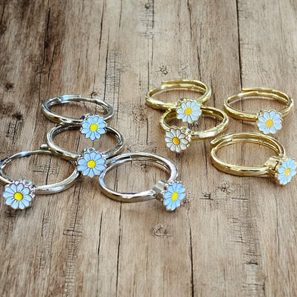 Bague anti-anxiété marguerite – Bague rotative réglable pour soulager l'anxiété