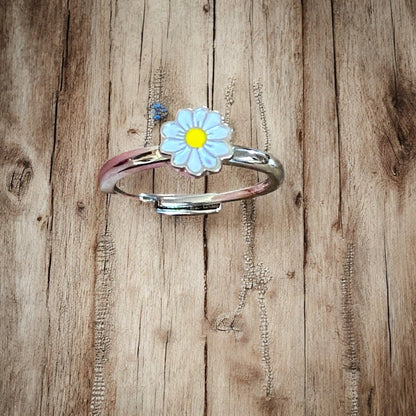 Bague anti-anxiété marguerite – Bague rotative réglable pour soulager l'anxiété