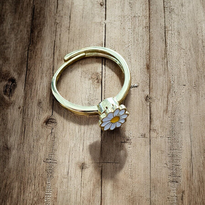 Bague anti-anxiété marguerite – Bague rotative réglable pour soulager l'anxiété