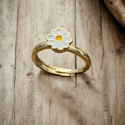 Bague anti-anxiété marguerite – Bague rotative réglable pour soulager l'anxiété