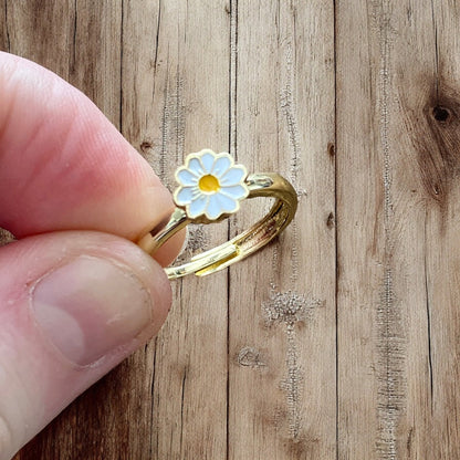 Bague anti-anxiété marguerite – Bague rotative réglable pour soulager l'anxiété