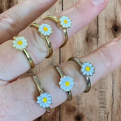 Bague anti-anxiété marguerite – Bague rotative réglable pour soulager l'anxiété
