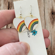 Rainbow Enamel Heart Earrings – White Enamel & Multicolor Rainbow
