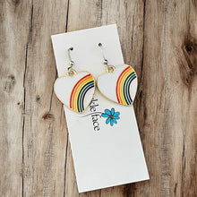Rainbow Enamel Heart Earrings – White Enamel & Multicolor Rainbow