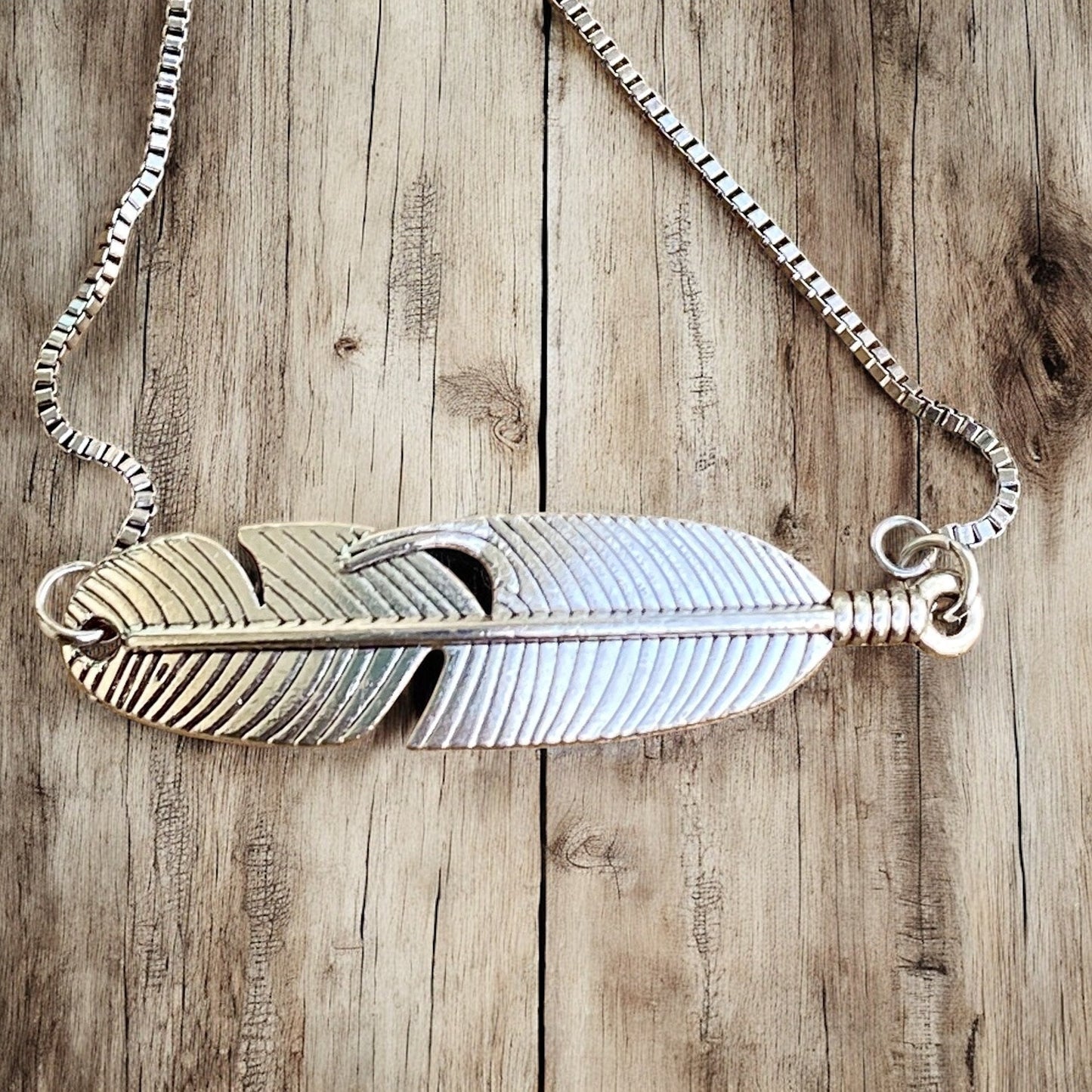 Bracelet ajustable - Plume argentée