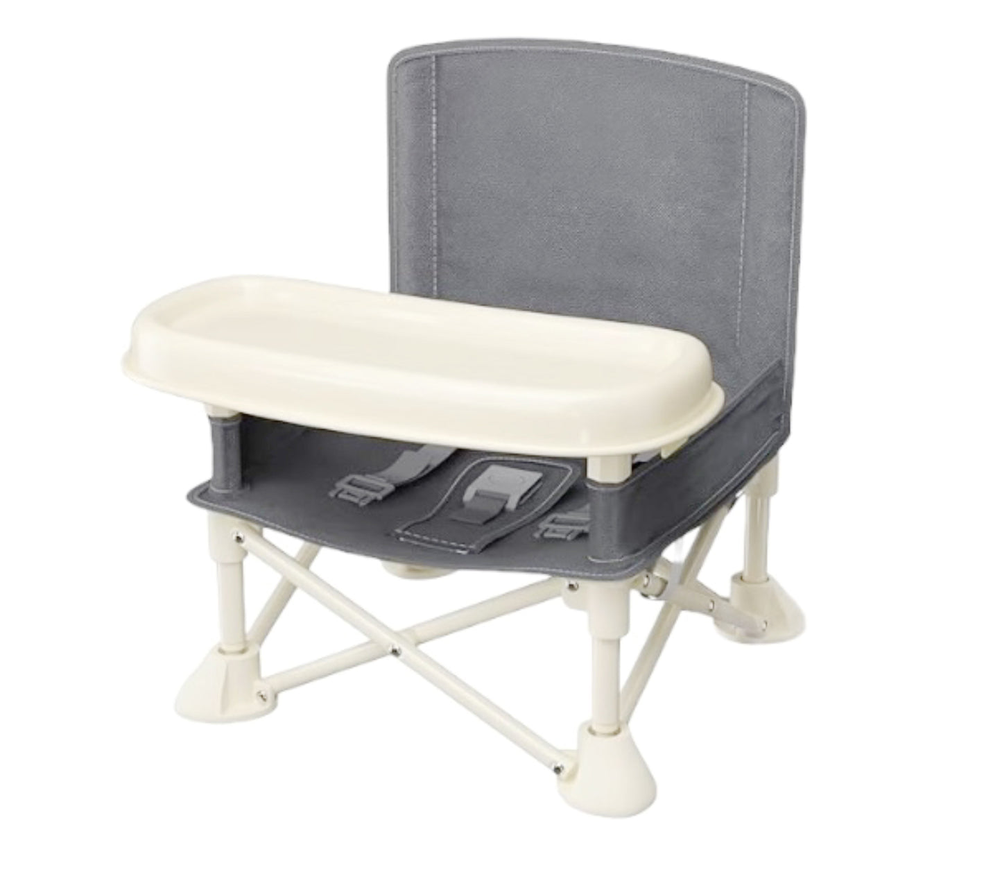 Chaise portable pour bébé | Chaise de camping avec tablette amovible (grise)