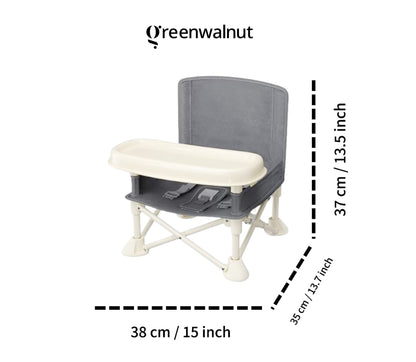 Chaise portable pour bébé | Chaise de camping avec tablette amovible (grise)