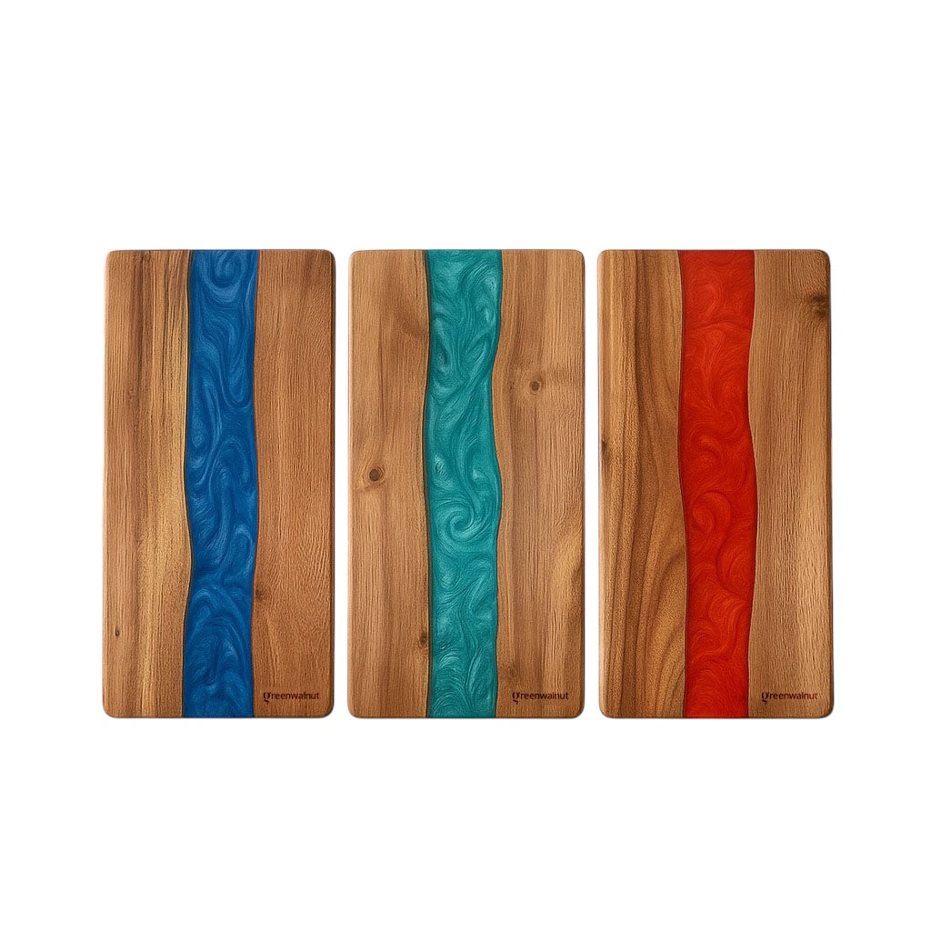 Grande planche à découper en résine et acacia | Planche de charcuterie | Planche de fromages