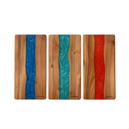 Grande planche à découper en résine et acacia | Planche de charcuterie | Planche de fromages