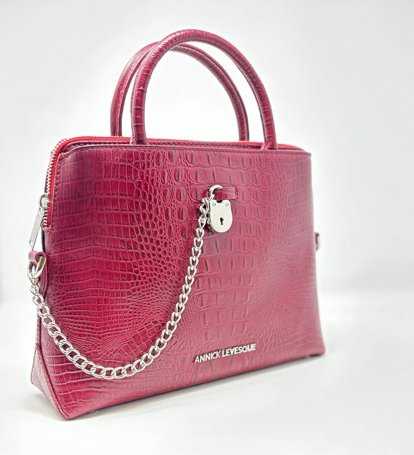 Red Crocodile Leather Handbag, Miranda