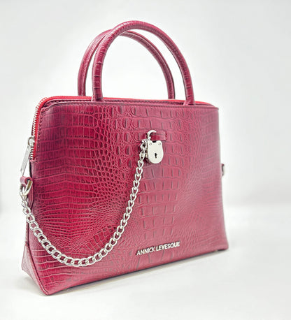 Red Crocodile Leather Handbag, Miranda