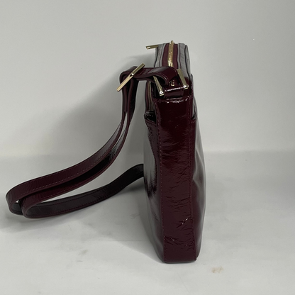 Dark burgundy soft patent leather crossbody bag | Gisèle small