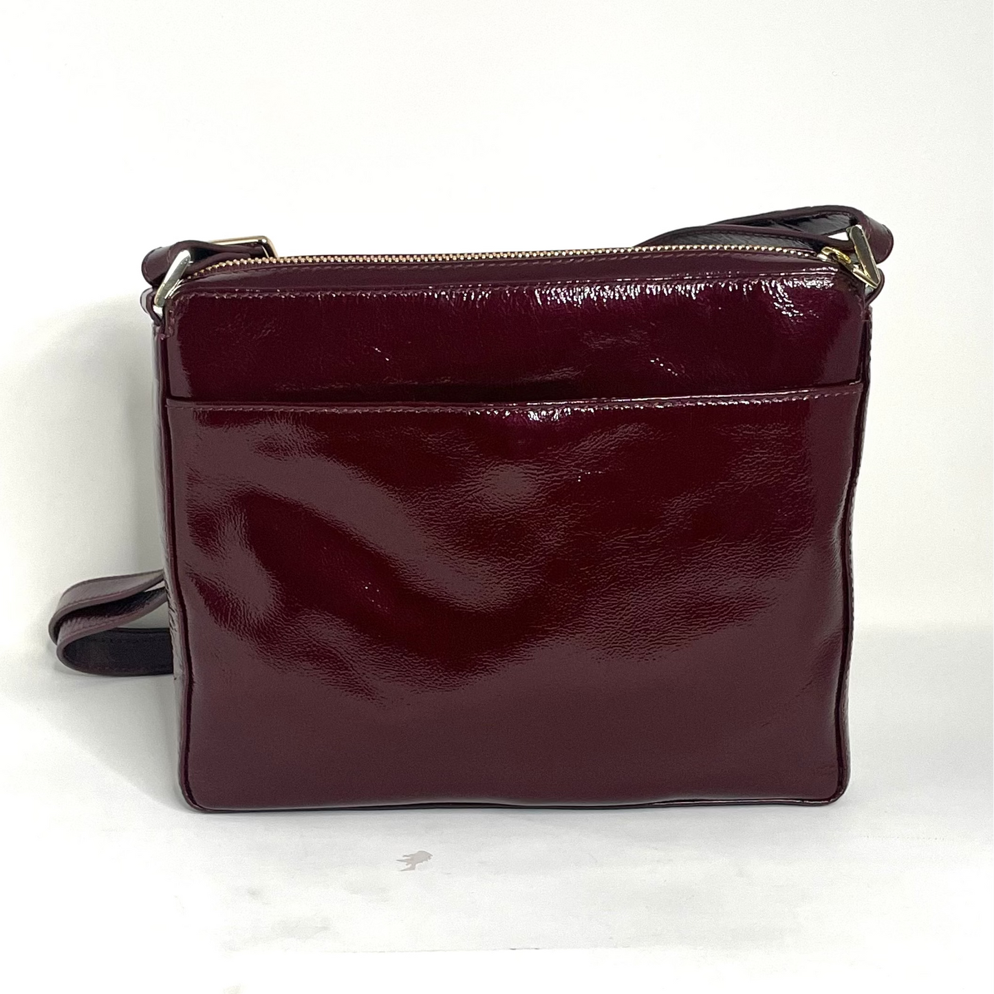 Dark burgundy soft patent leather crossbody bag | Gisèle small