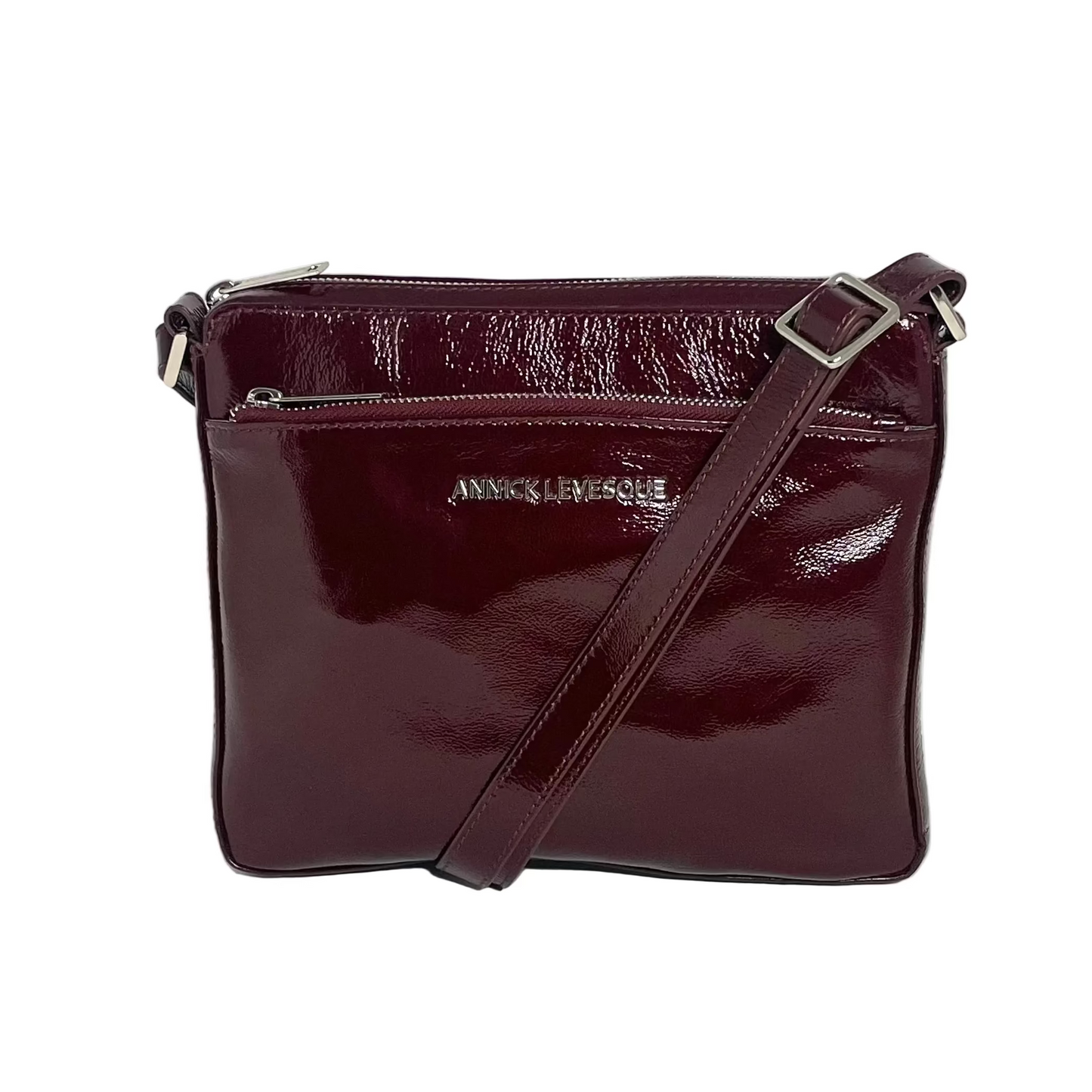 Dark burgundy soft patent leather crossbody bag | Gisèle small