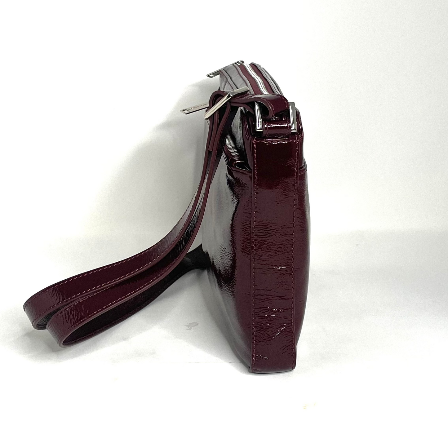 Dark burgundy soft patent leather crossbody bag | Gisèle small