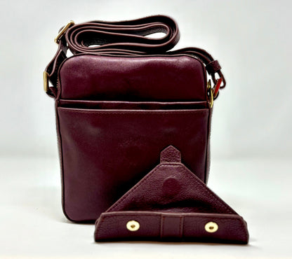 Aubergine leather small bag —Nadine