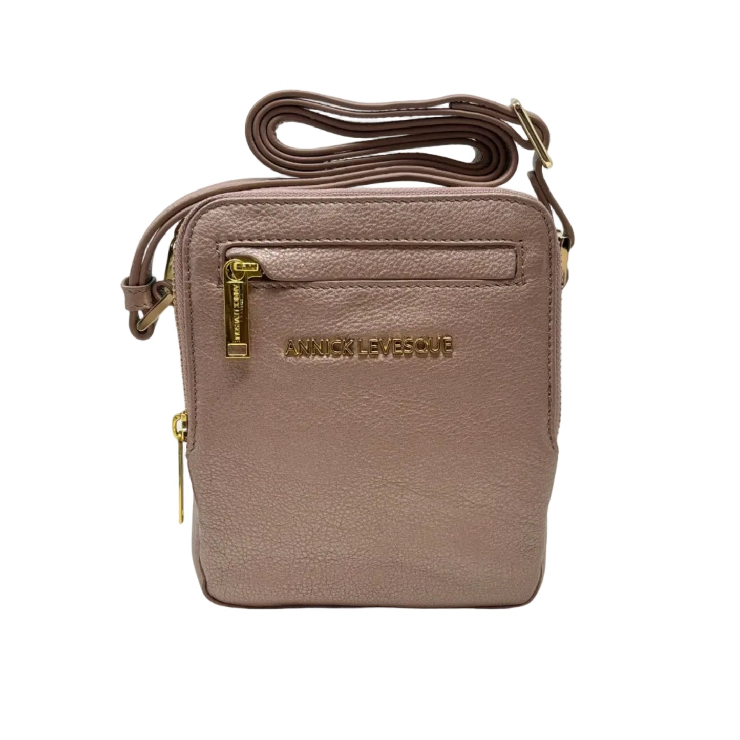 Platinum Pink Flat Leather Pouch — Nadine